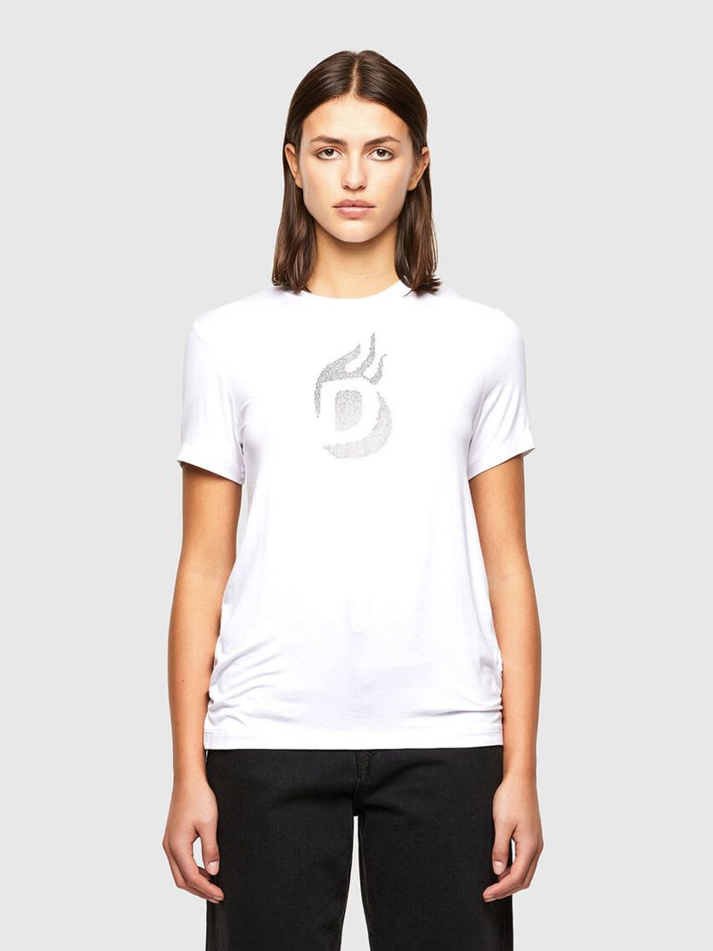 Camisetas Diesel T-Sily-R1 Mulher - Branco UKGVY-6825